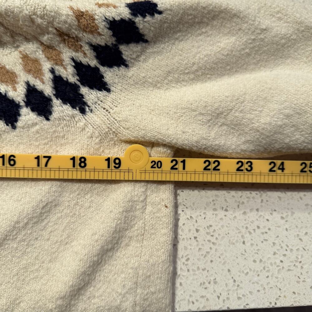 Artelier Nicole Miller Fair Isle Mock Neck Sweater Cream Black Nordic Large Soft - Picture 7 of 7